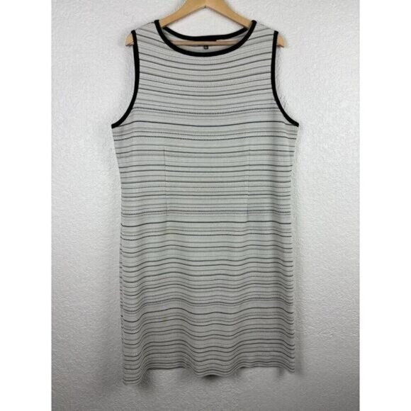 Misook‎ Womens Dress Size Large Black White Striped Sleeveless Career MINOR FLAW - Picture 1 of 11